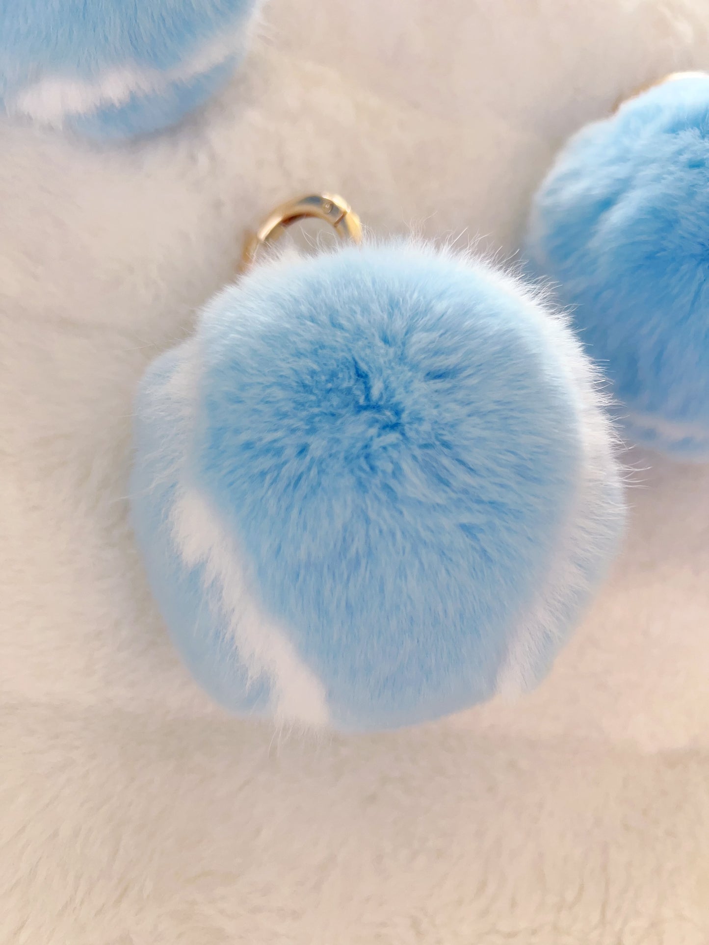 Blue Fluffy Plush Tennis Keychain