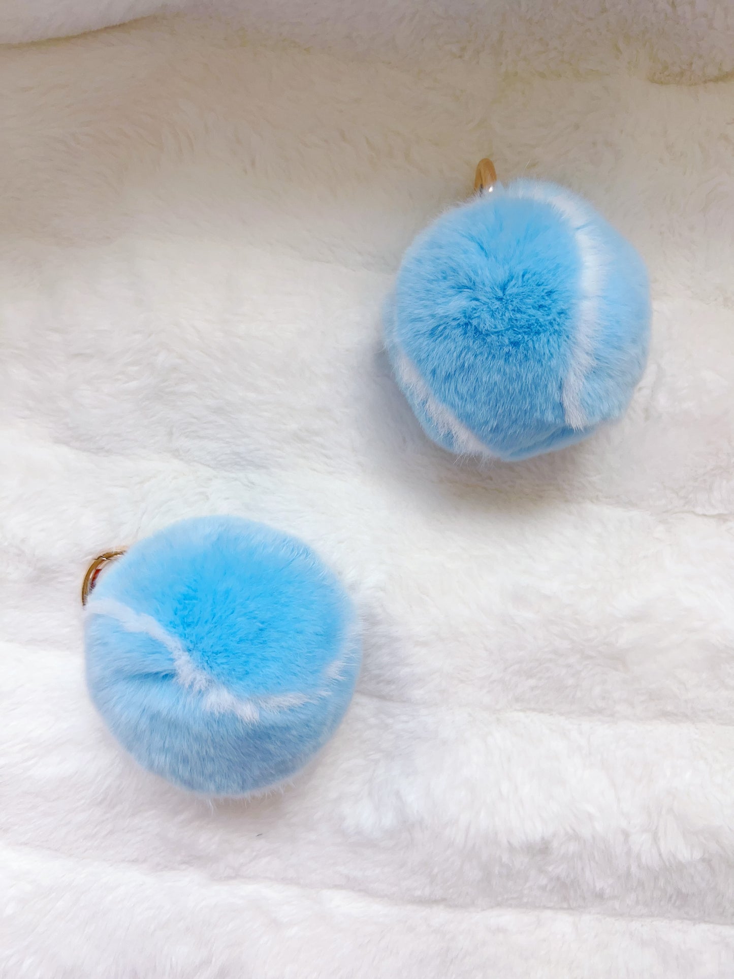 Blue Fluffy Plush Tennis Keychain