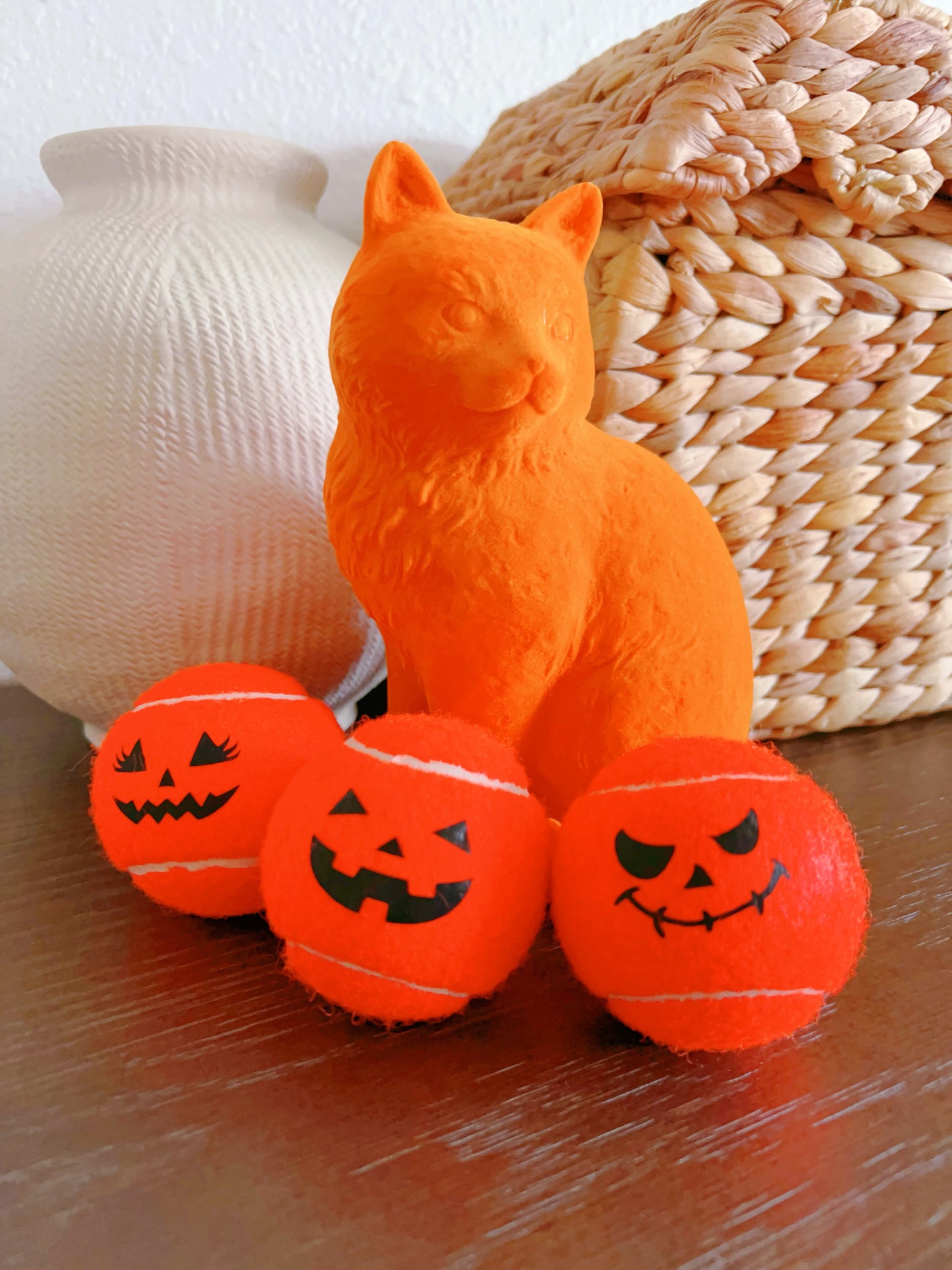 Three Haunted Halloween Tennis Balls
