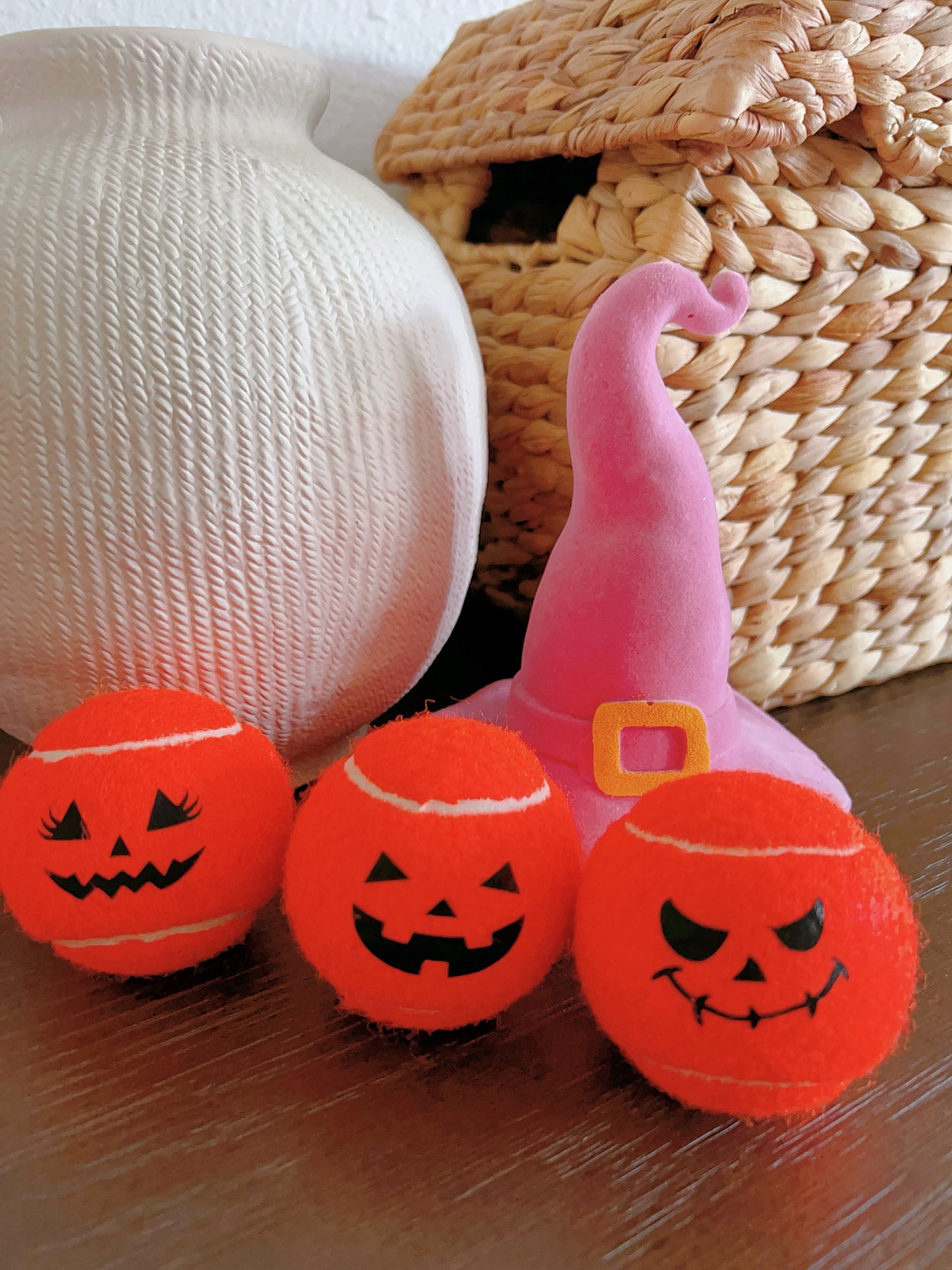 Three Haunted Halloween Tennis Balls