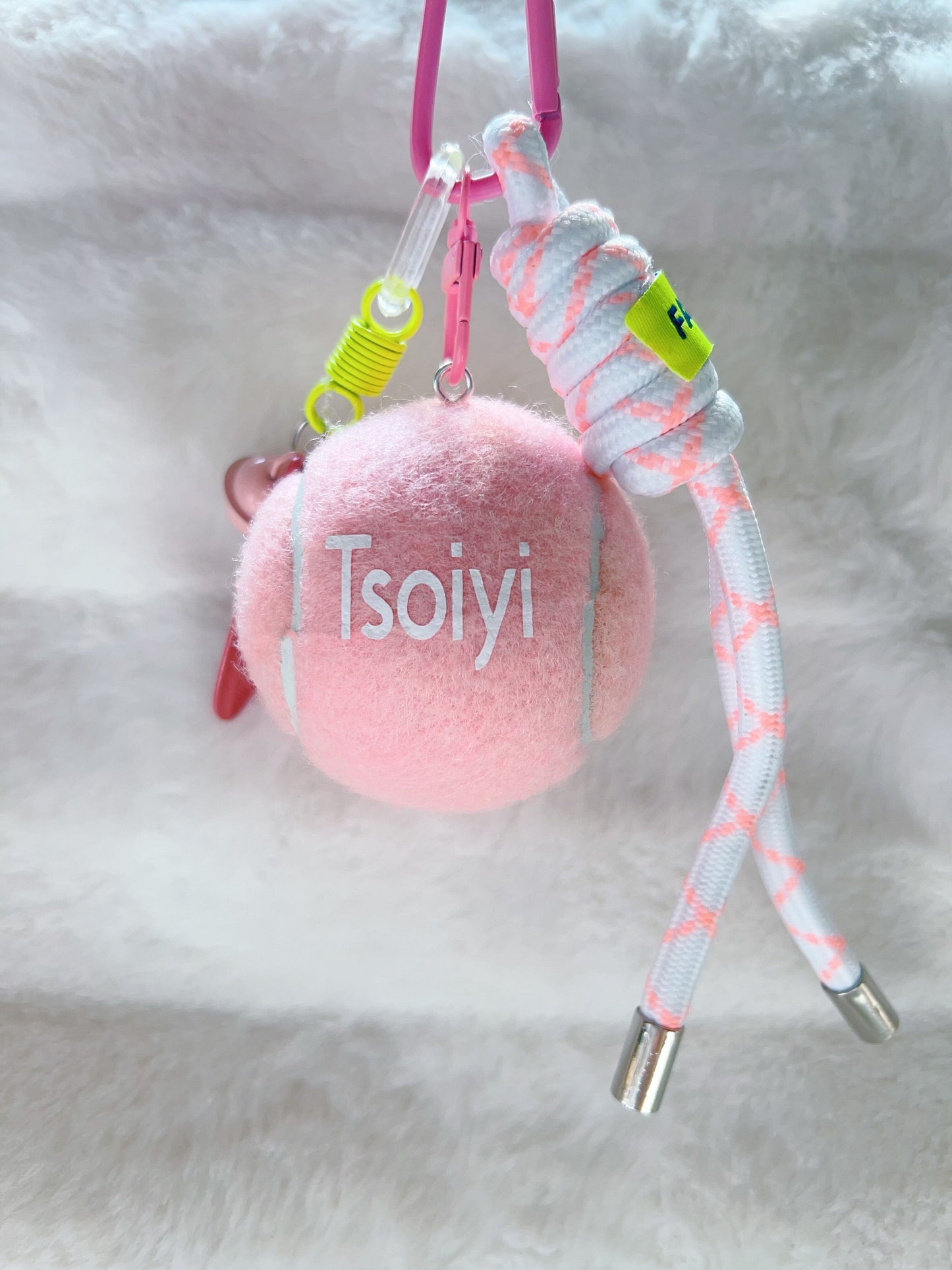 Personalized Pink Tennis Ball Keychain