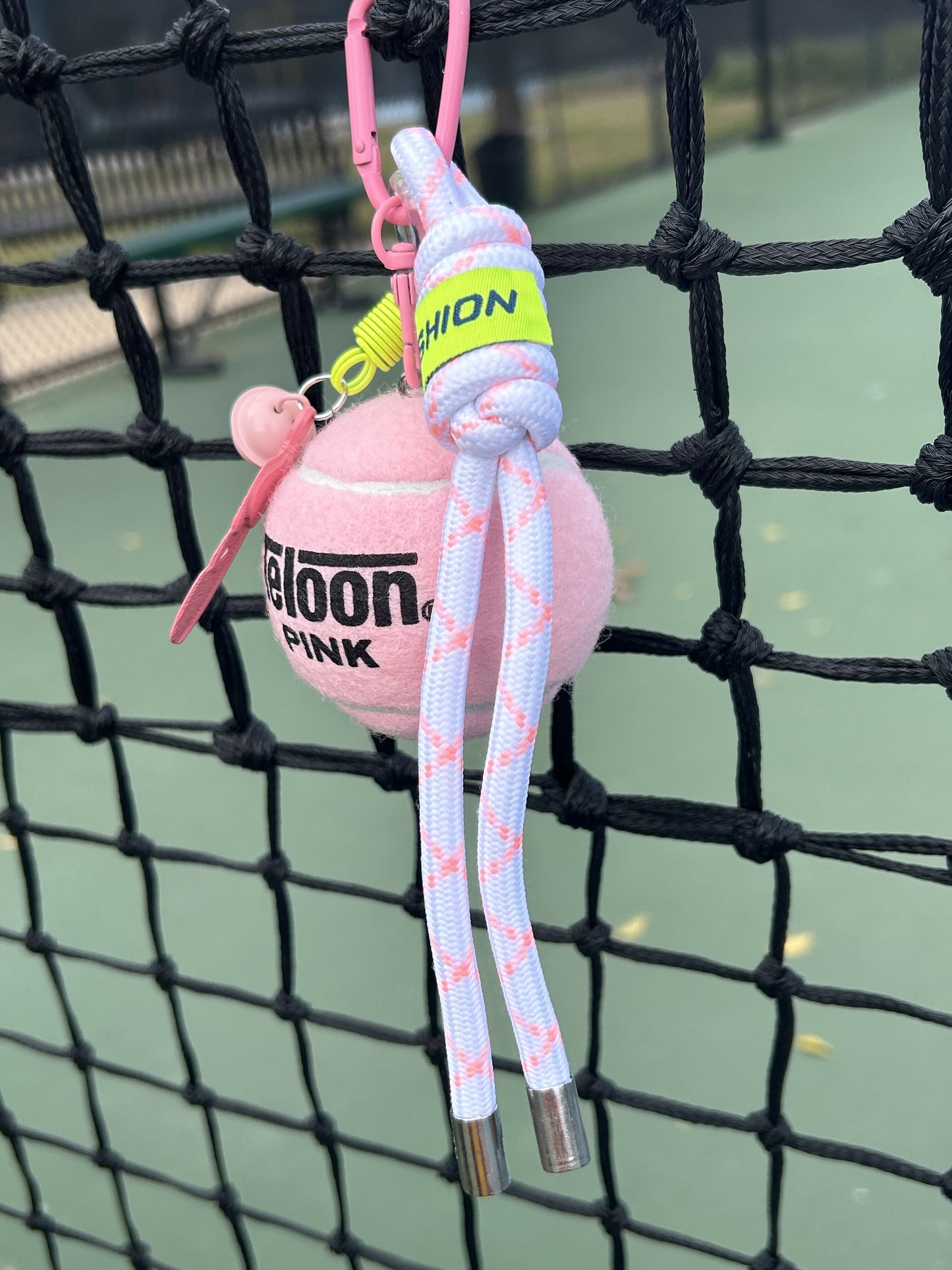 Personalized Pink Tennis Ball Keychain