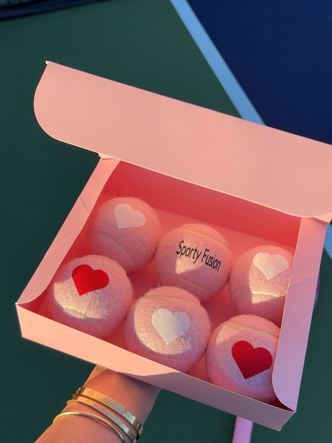 Tennis Balls with Pre-Printed Hearts Design