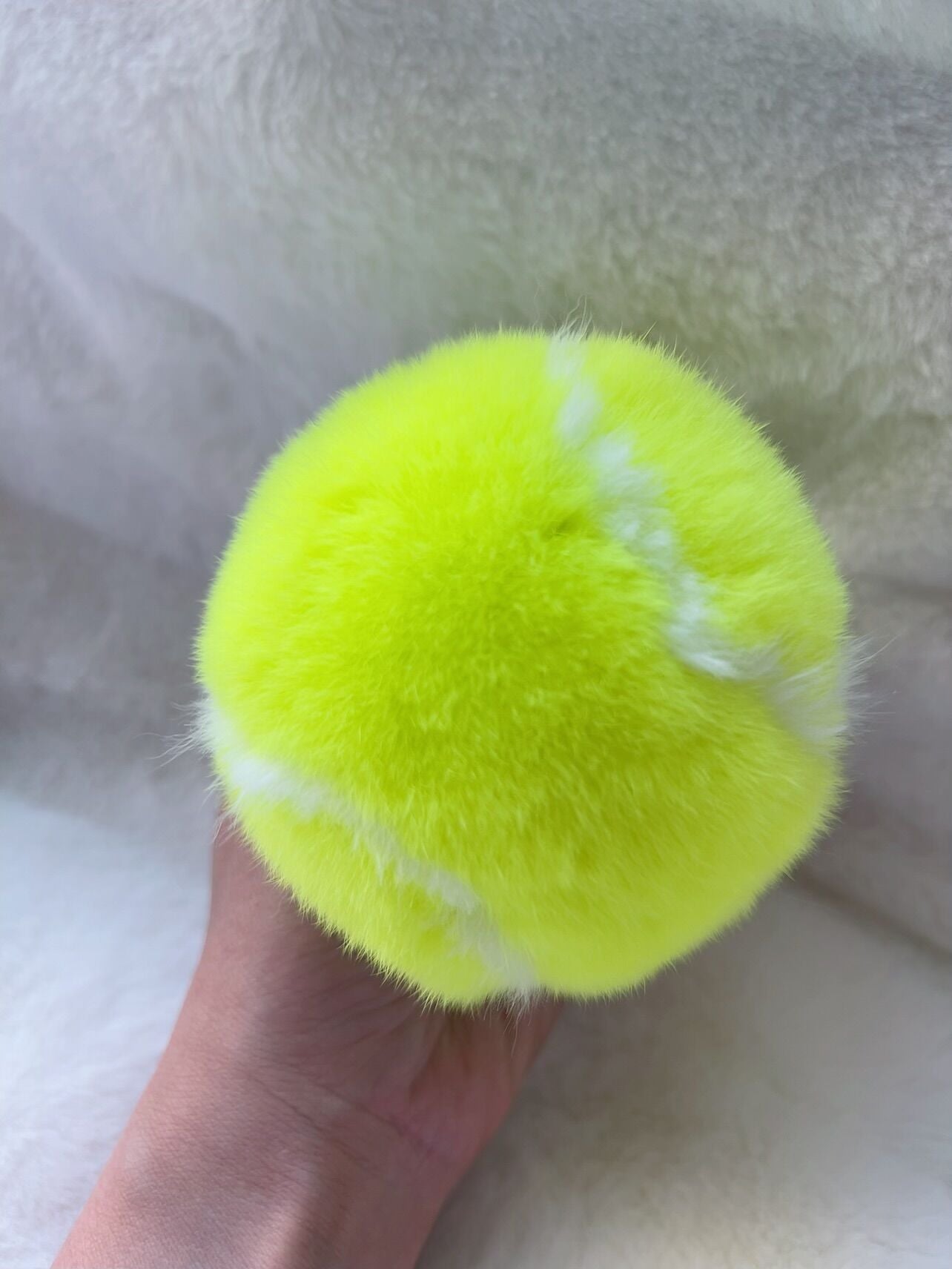 Fluffy Yellow Tennis Ball Keychain – Cute Plush Bag Charm