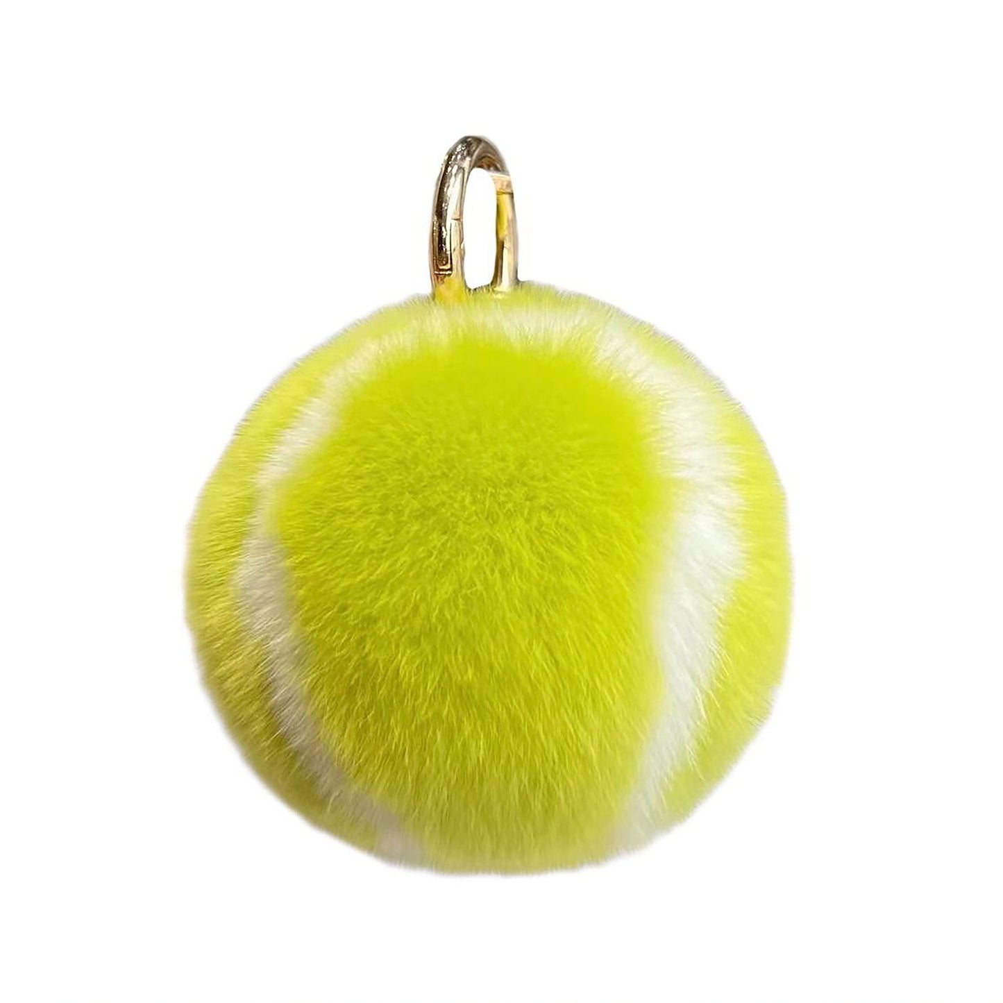Fluffy Yellow Tennis Ball Keychain – Cute Plush Bag Charm