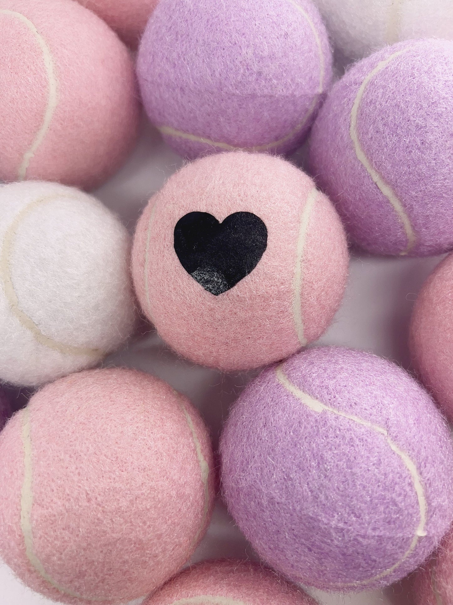 Tennis Balls with Pre-Printed Hearts Design