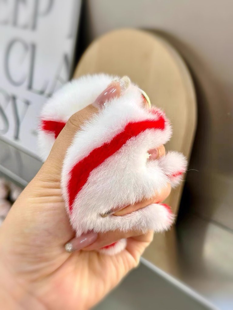 Fluffy Plush Baseball Keychain