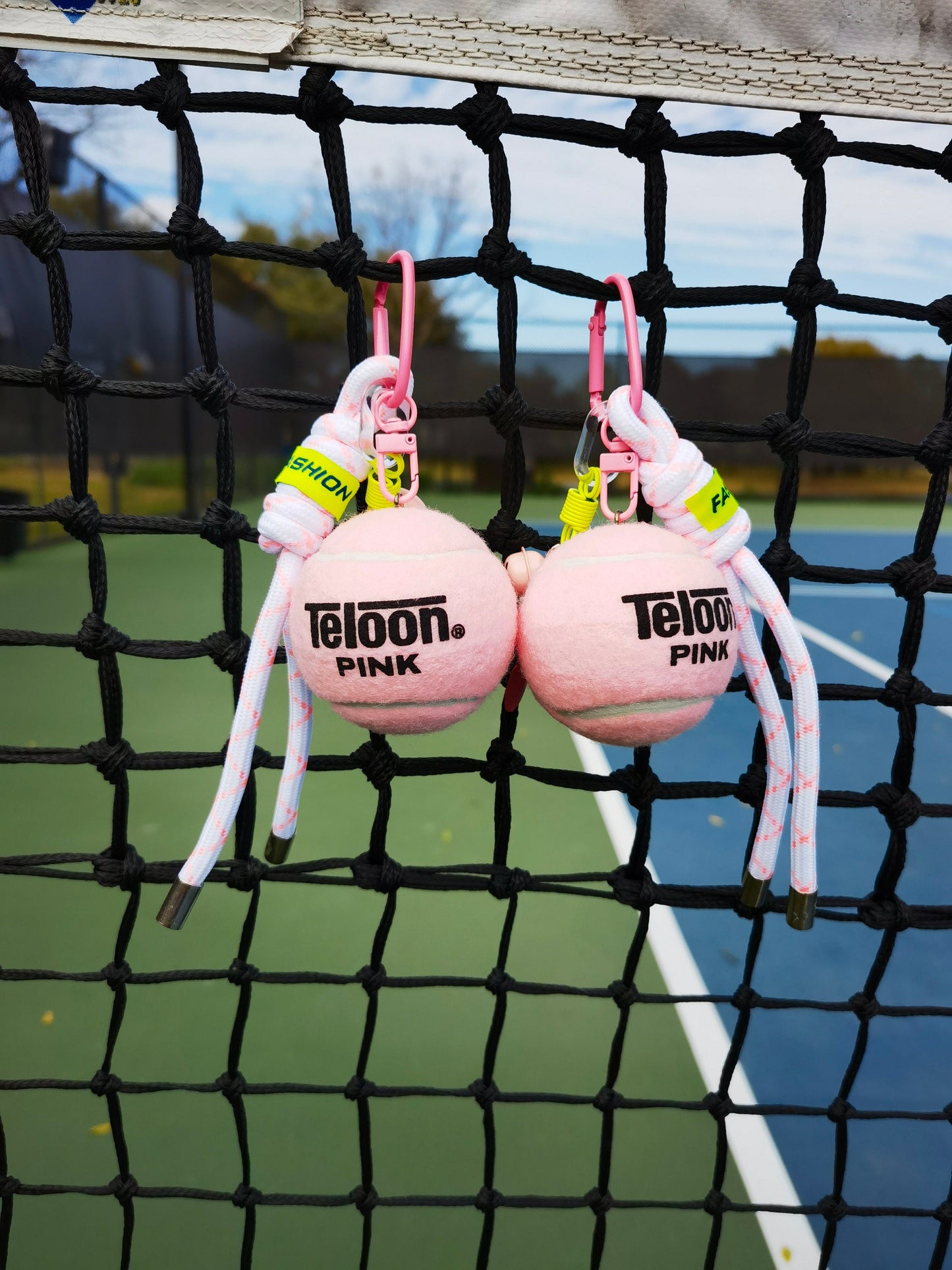 Personalized Pink Tennis Ball Keychain