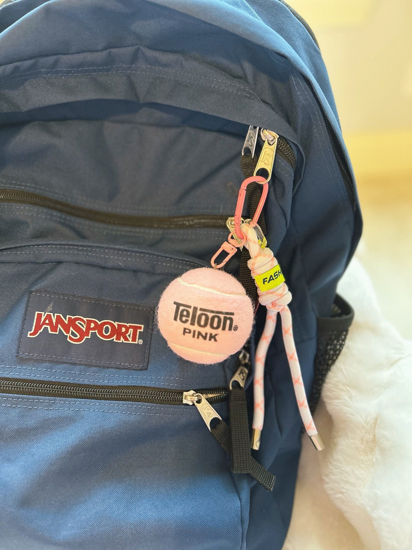Personalized Pink Tennis Ball Keychain