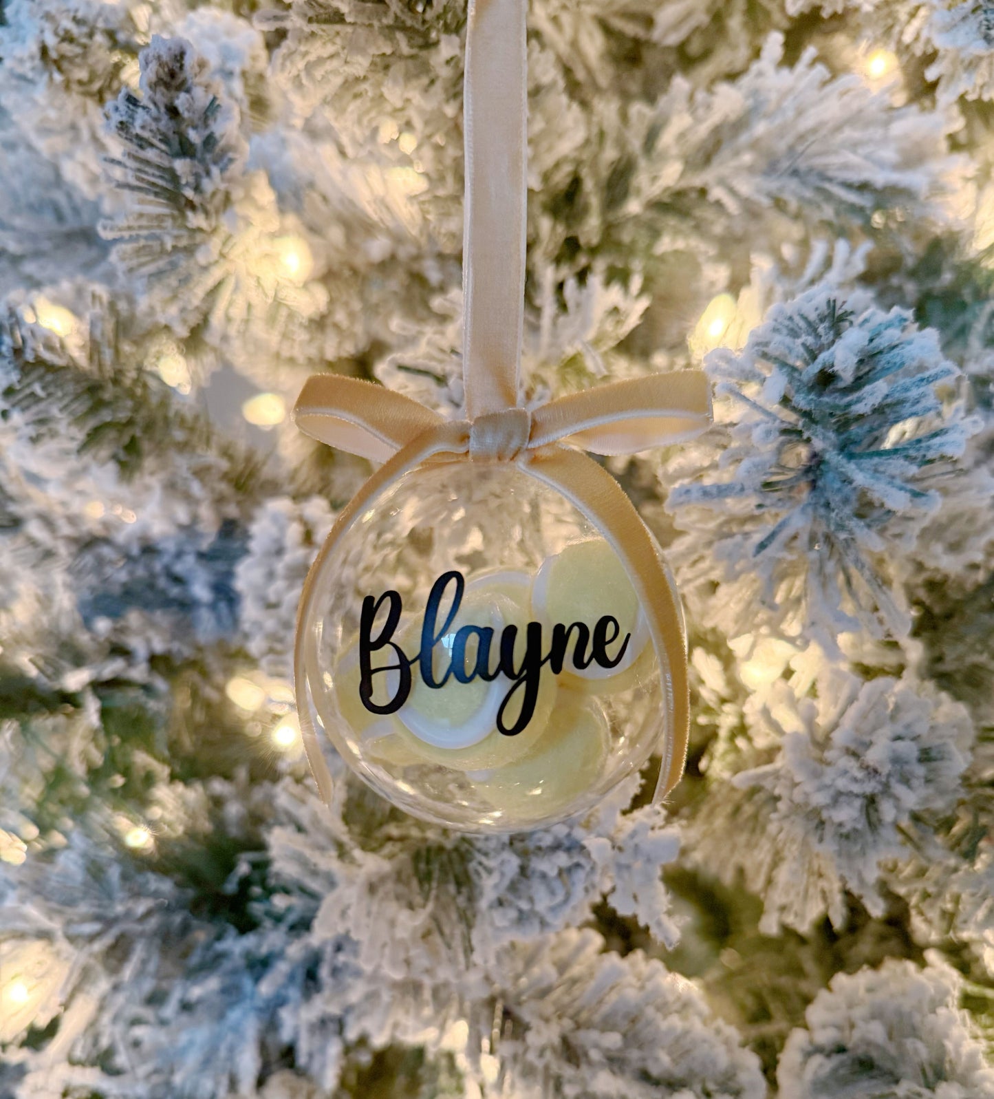 Custom Yellow Tennis Ball Ornament