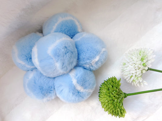 Blue Fluffy Plush Tennis Keychain