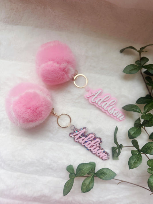 Custom Pink Tennis Keychain