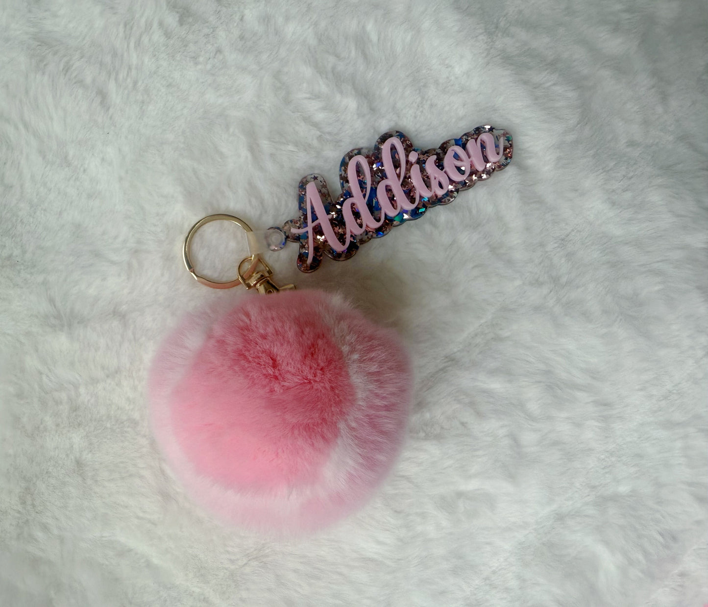 Custom Pink Tennis Keychain