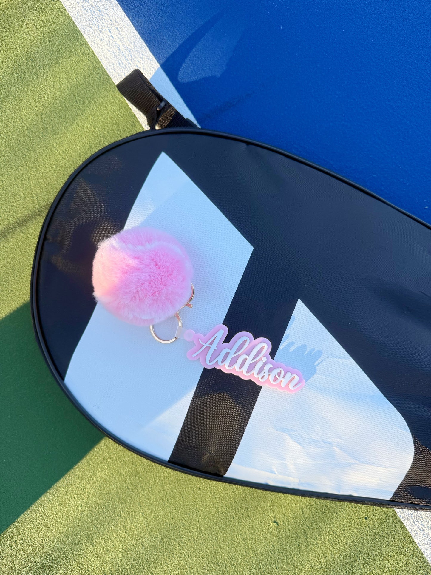 Custom Pink Tennis Keychain