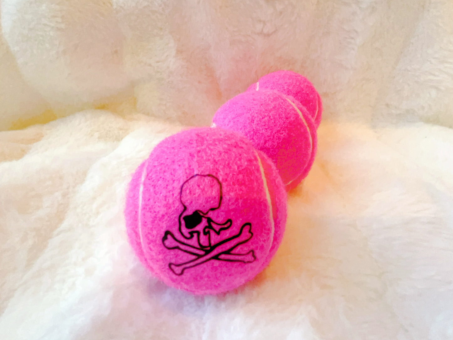 Three Spooky Pink Halloween Tennis Balls
