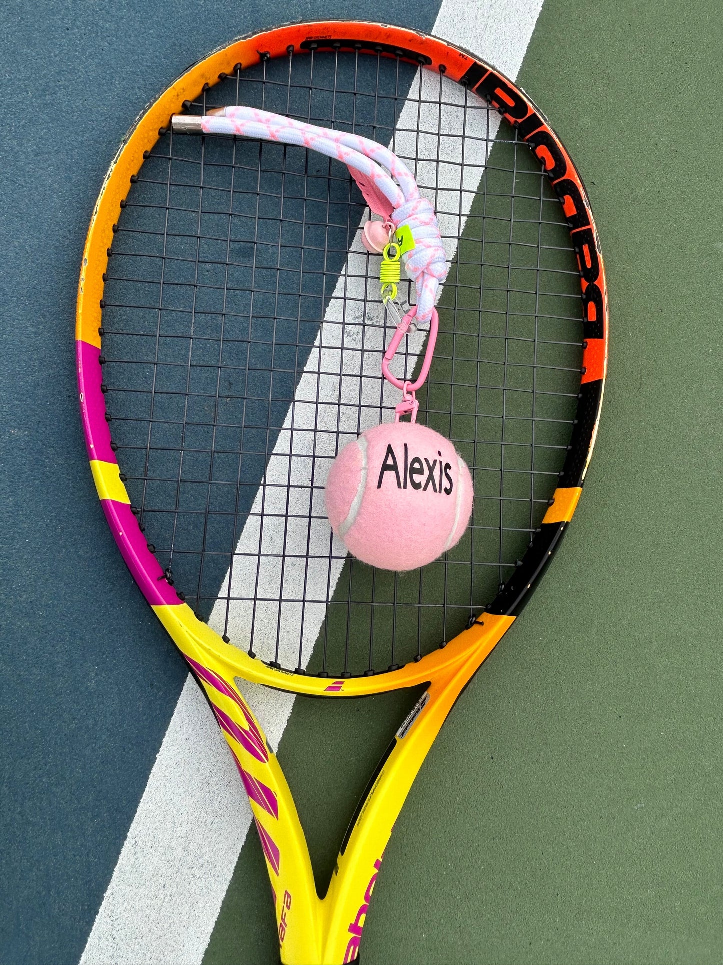 Personalized Pink Tennis Ball Keychain