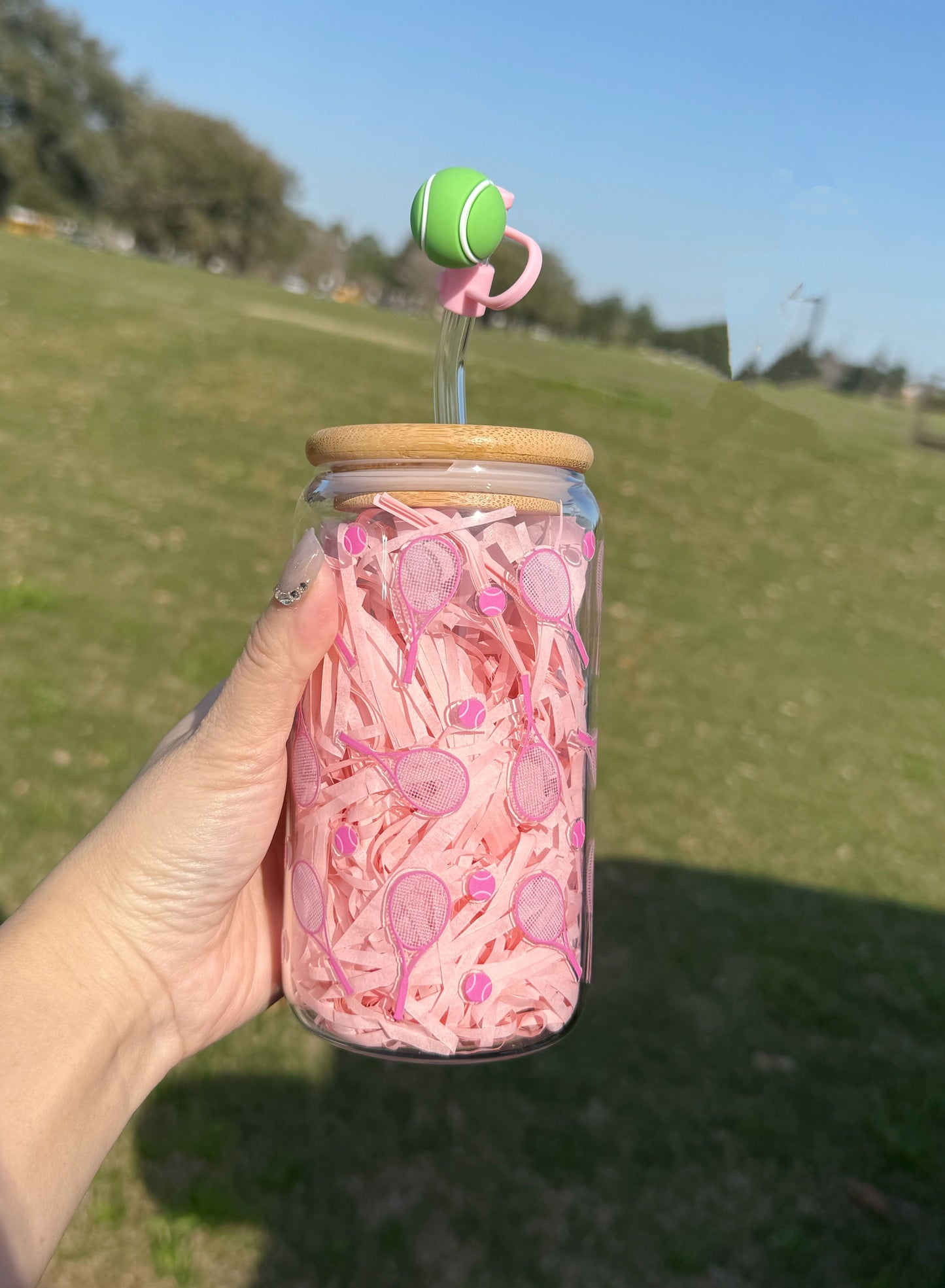 Pink Tennis Glass Tumbler