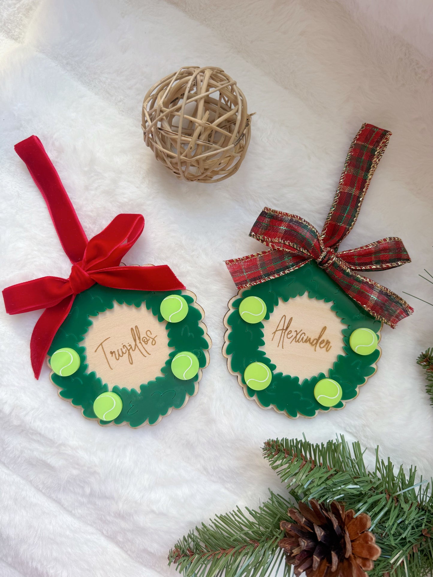 Personalized Tennis Wreath Ornament for Tennis Team Gifts