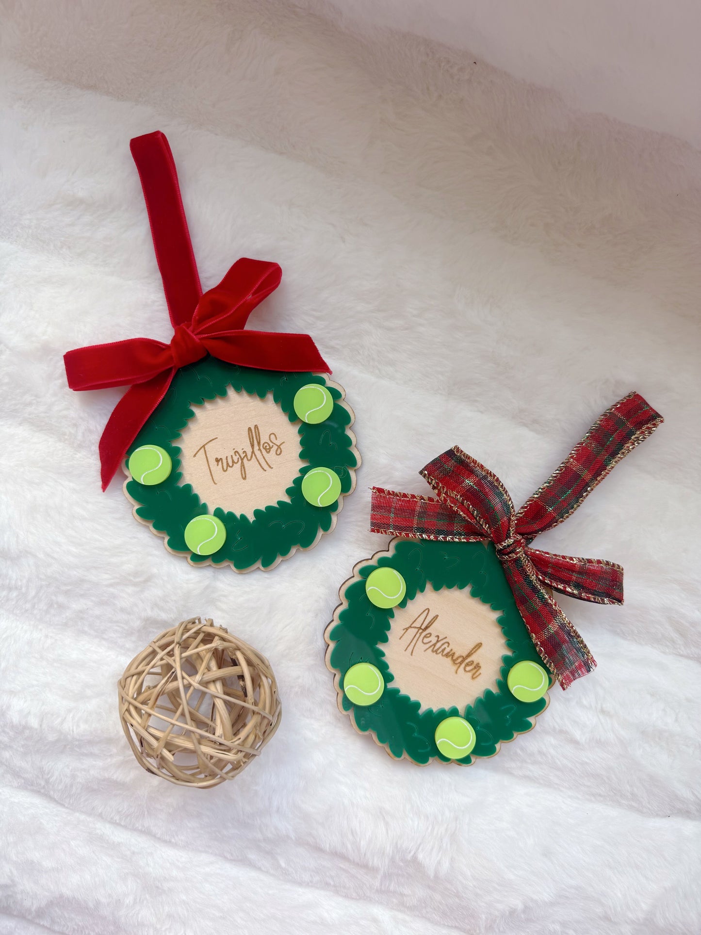 Personalized Tennis Wreath Ornament for Tennis Team Gifts