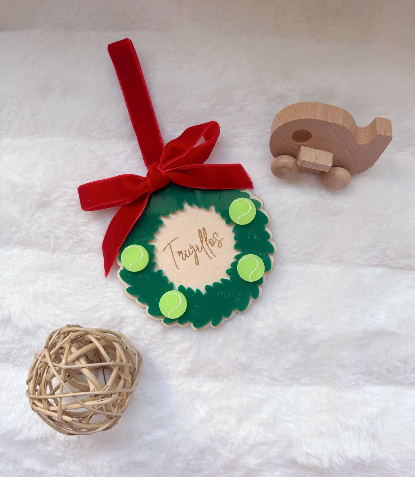 Personalized Tennis Wreath Ornament for Tennis Team Gifts