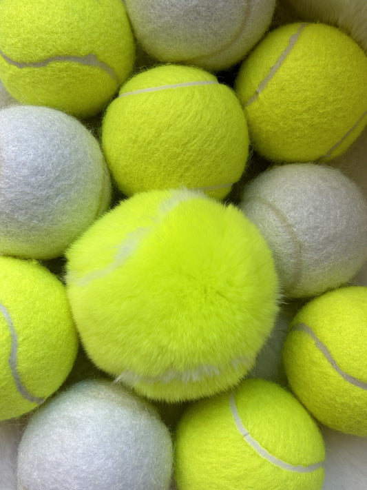 Fluffy Yellow Tennis Ball Keychain – Cute Plush Bag Charm