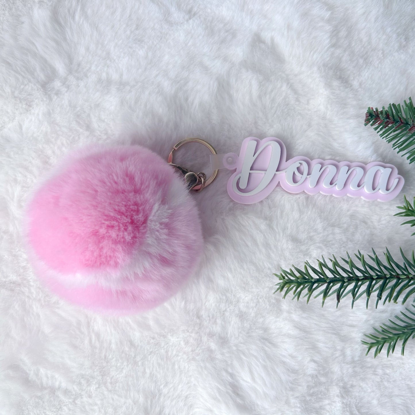 Custom Pink Tennis Keychain