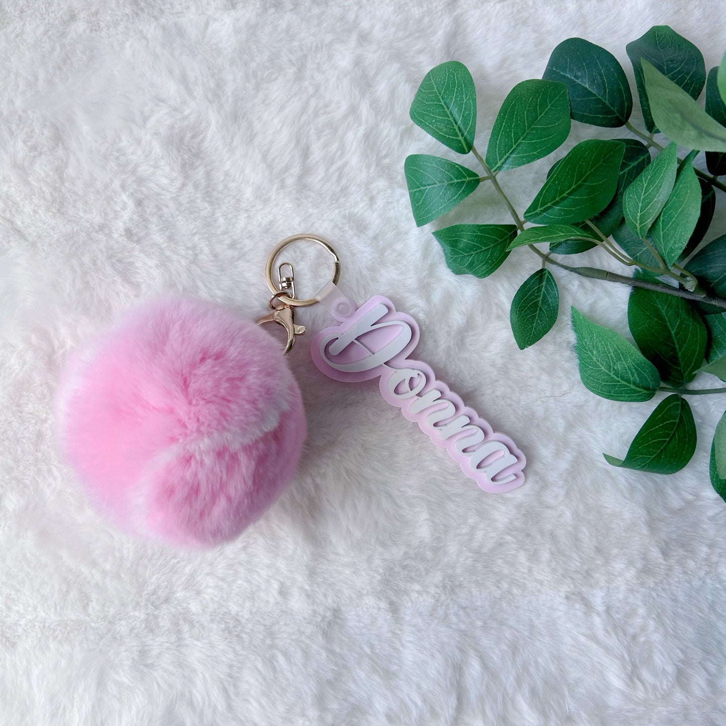 Custom Pink Tennis Keychain