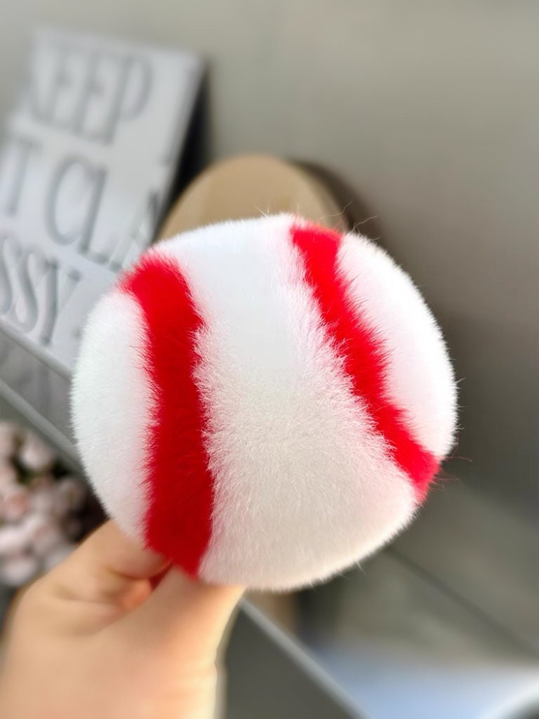 Fluffy Plush Baseball Keychain
