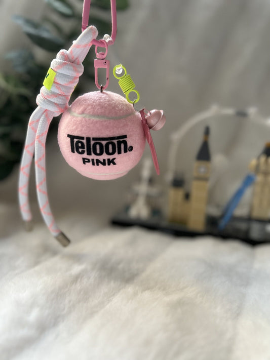 Personalized Pink Tennis Ball Keychain