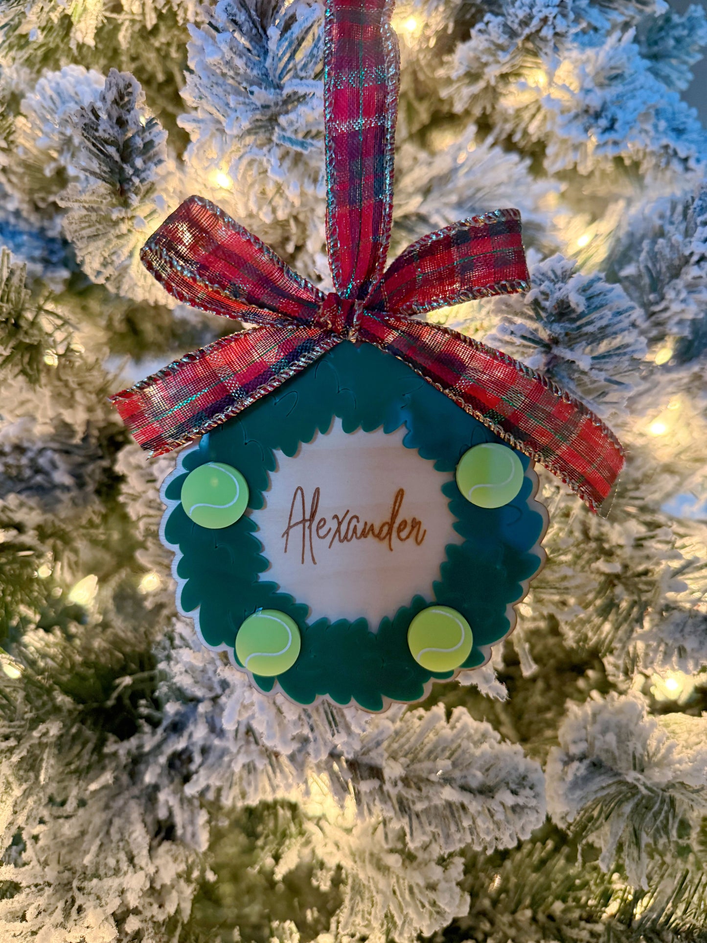 Personalized Tennis Wreath Ornament for Tennis Team Gifts
